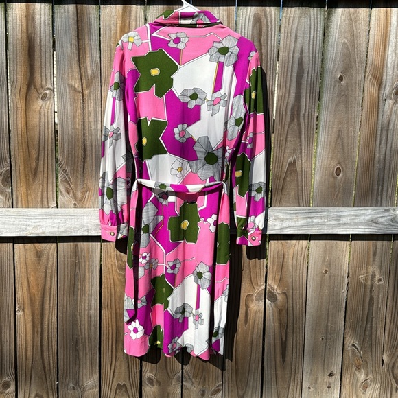 Vintage Flower Power Preppy Belted Dress - Picture 5 of 7